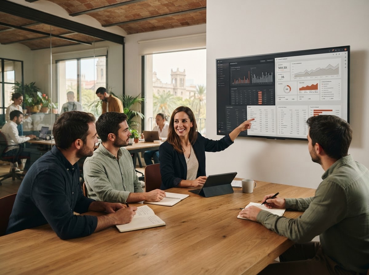 Fuente Rentivo — equipo revisando métricas de análisis predictivo